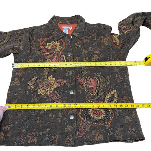 Coldwater Creek Jacket Women's Tapestry Sz Large Brown Embroidered Grandmacore - Picture 7 of 11